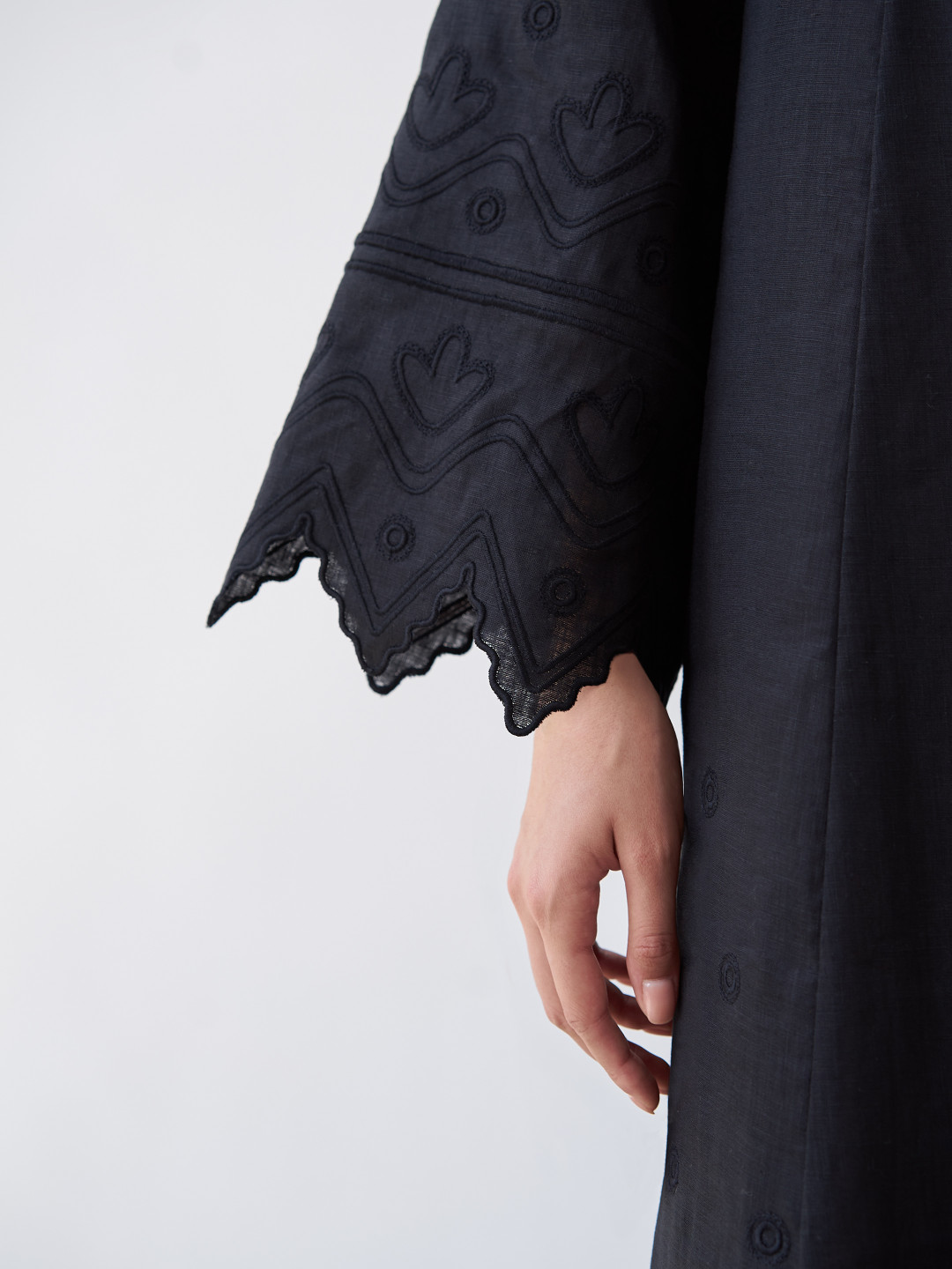 Linen Embroidered Dress 'Nizhnist' Black by Etnodim on curated-crowd.com