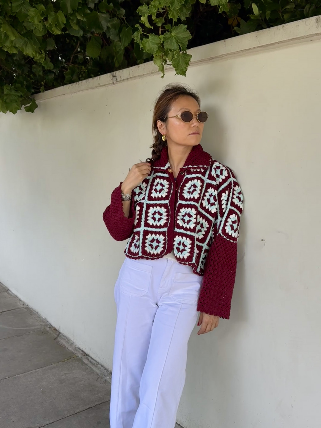 Anya Jacket Burgundy With Aqua by Jessica K on curated-crowd.com