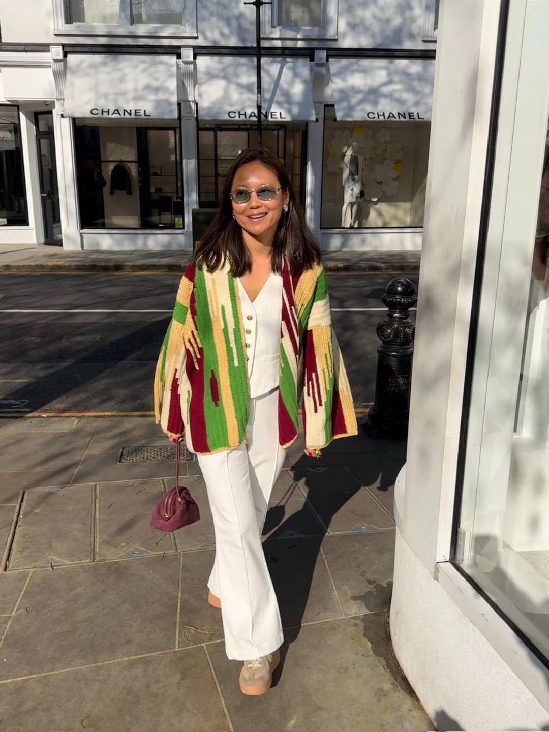 Jade Jacket Beige Burgundy by Jessica K on curated-crowd.com