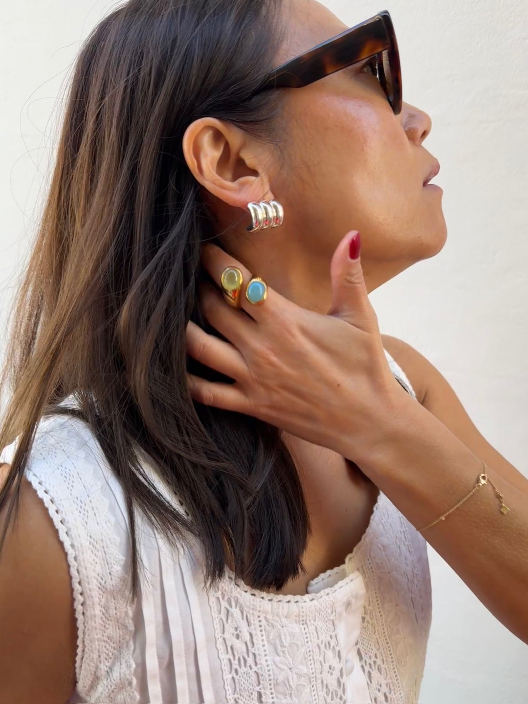 Blue Chalcedony & Prehnite Athena Ring by Tay Jewellery on curated-crowd.com