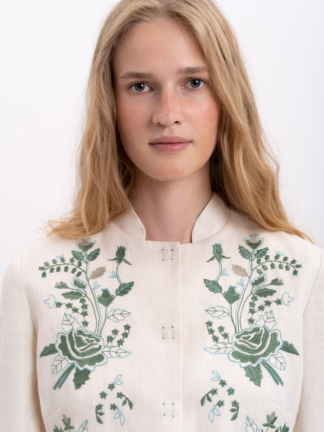 Linen Embroidered Jacket 'Adoxa' by Etnodim on curated-crowd.com