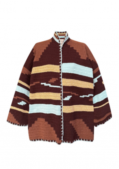 Kiona Jacket Long Brown/Aqua by Jessica K on curated-crowd.com