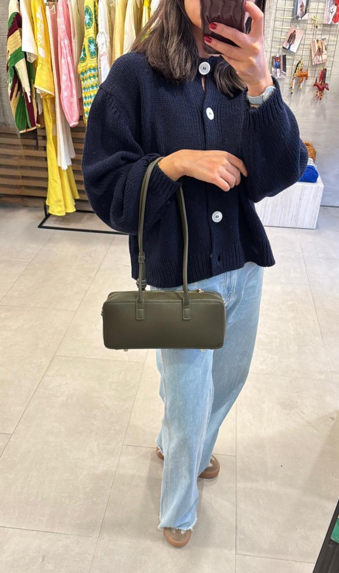 Small Work Bag in Moss Green Leather by Folklore on curated-crowd.com