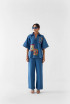 Indigo Patchwork Shirt & Trousers Co-ord by Studio Rigu on curated-crowd.com