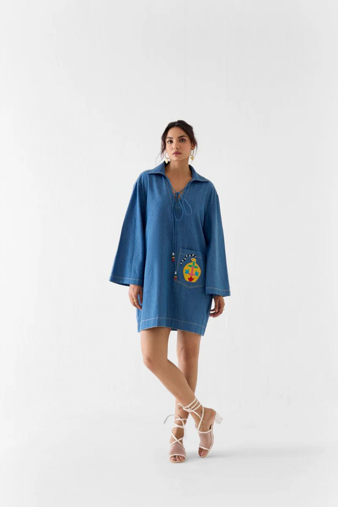 Indigo Short Dress by Studio Rigu on curated-crowd.com