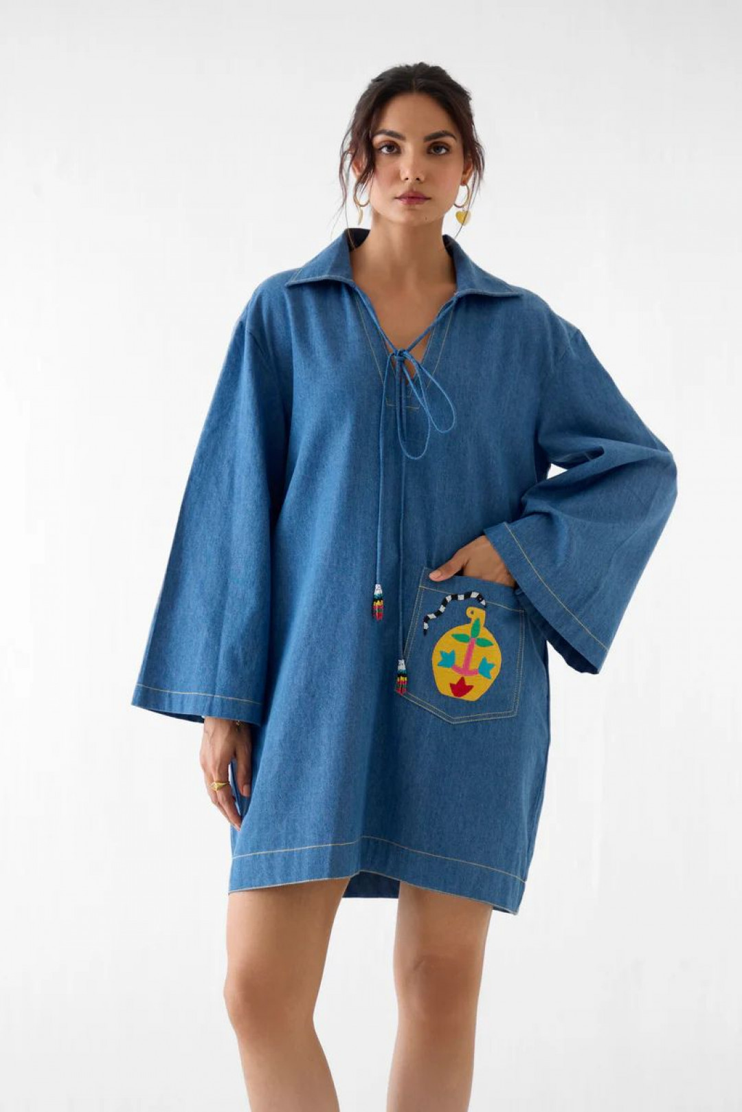 Indigo Short Dress by Studio Rigu on curated-crowd.com