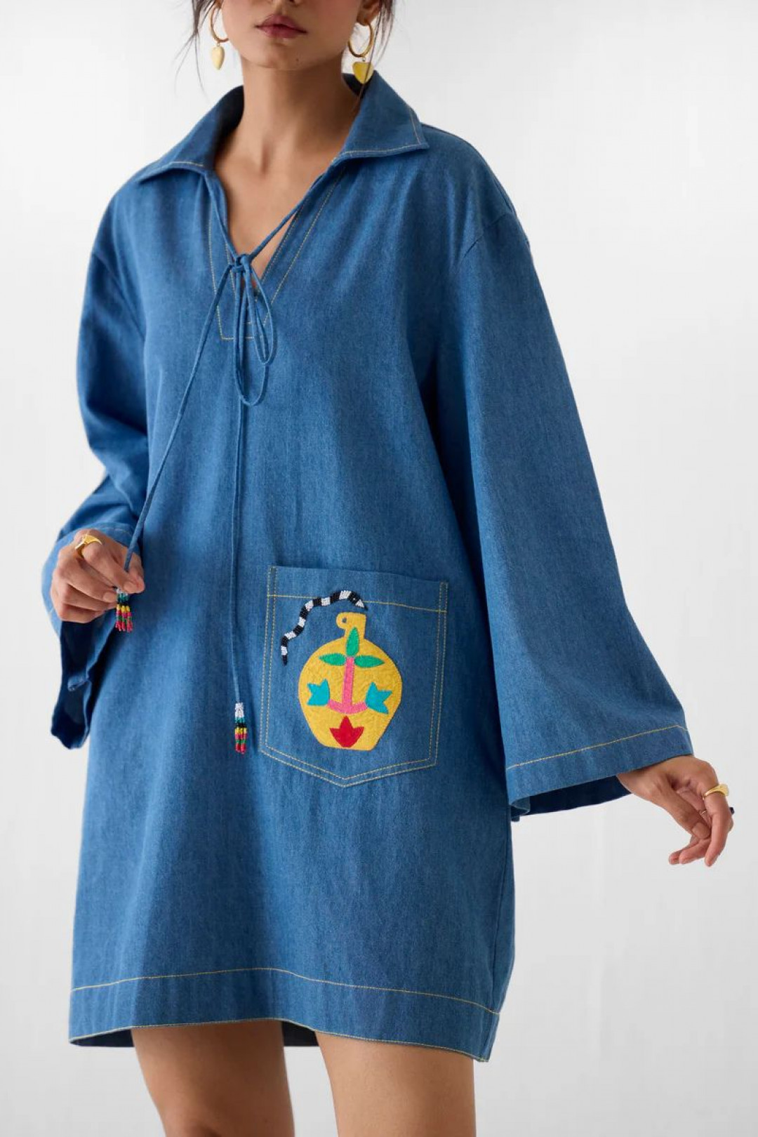 Indigo Short Dress by Studio Rigu on curated-crowd.com