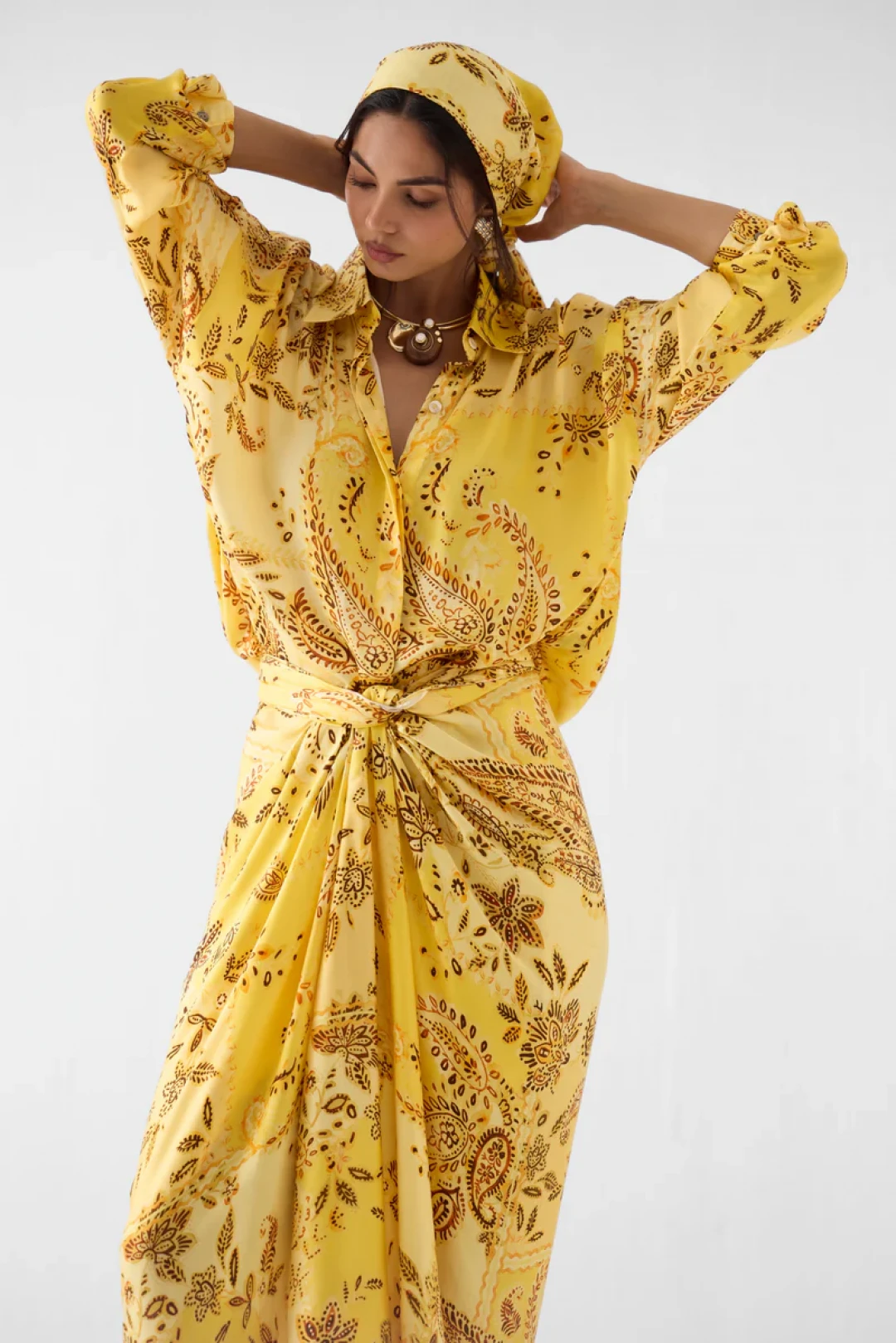 Ami Draped Shirt Dress by Studio Rigu on curated-crowd.com