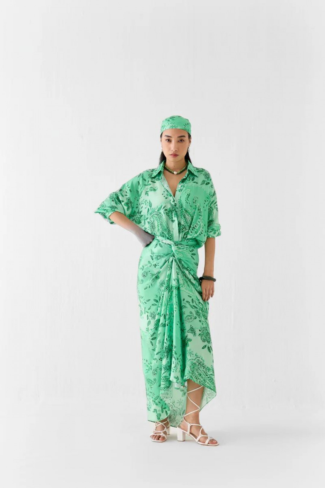 Buta Draped Shirt Dress by Studio Rigu on curated-crowd.com