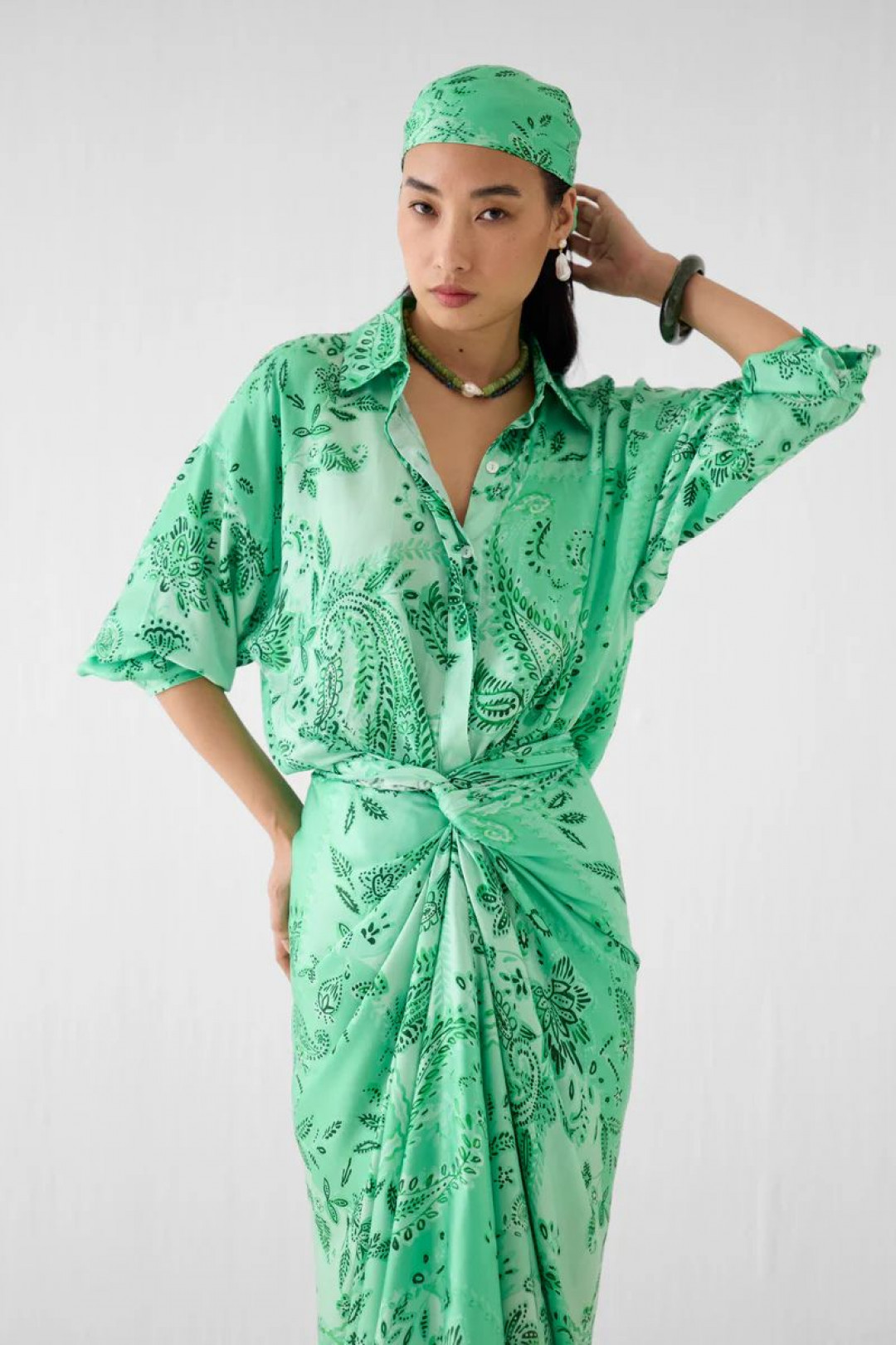 Buta Draped Shirt Dress by Studio Rigu on curated-crowd.com