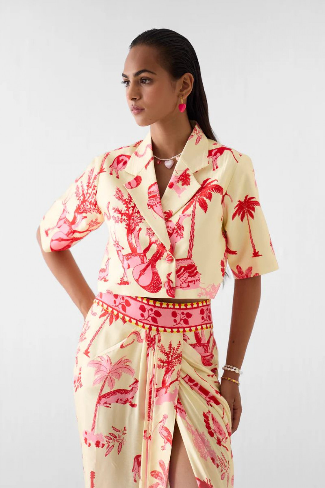 Sawai Crop Blazer & Skirt Co-ord by Studio Rigu on curated-crowd.com