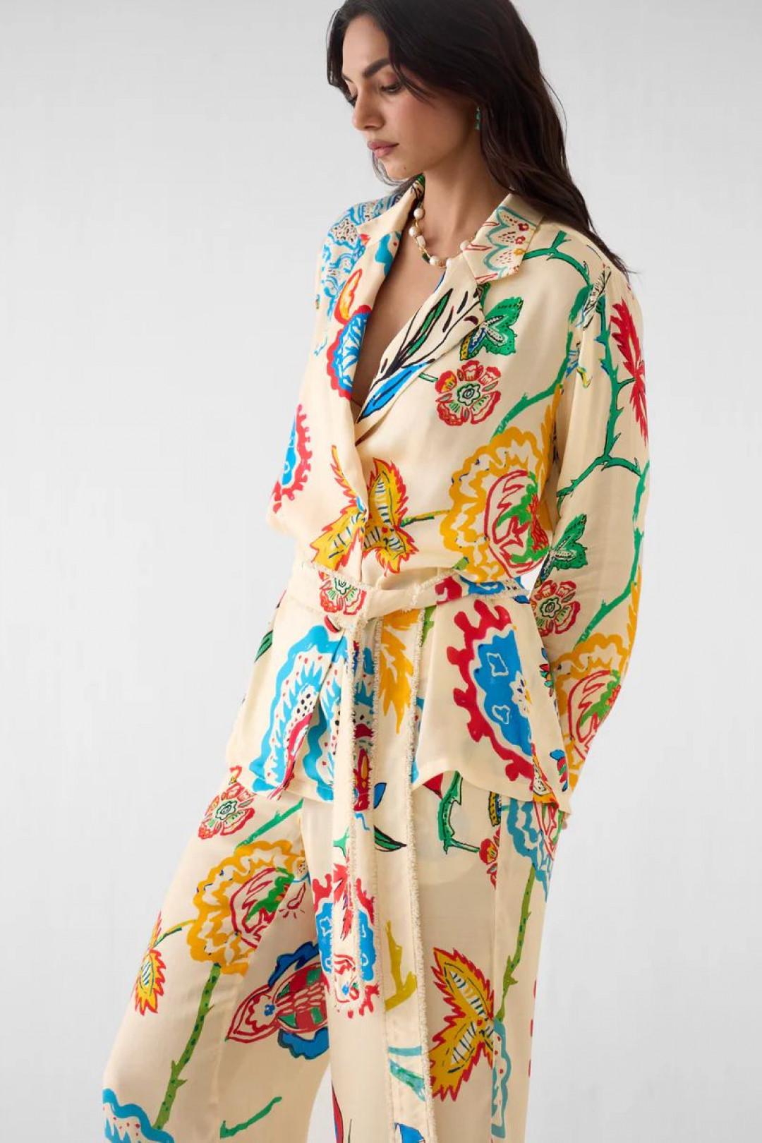 Sanganer Blazer Shirt & Trousers Co-ord by Studio Rigu on curated-crowd.com