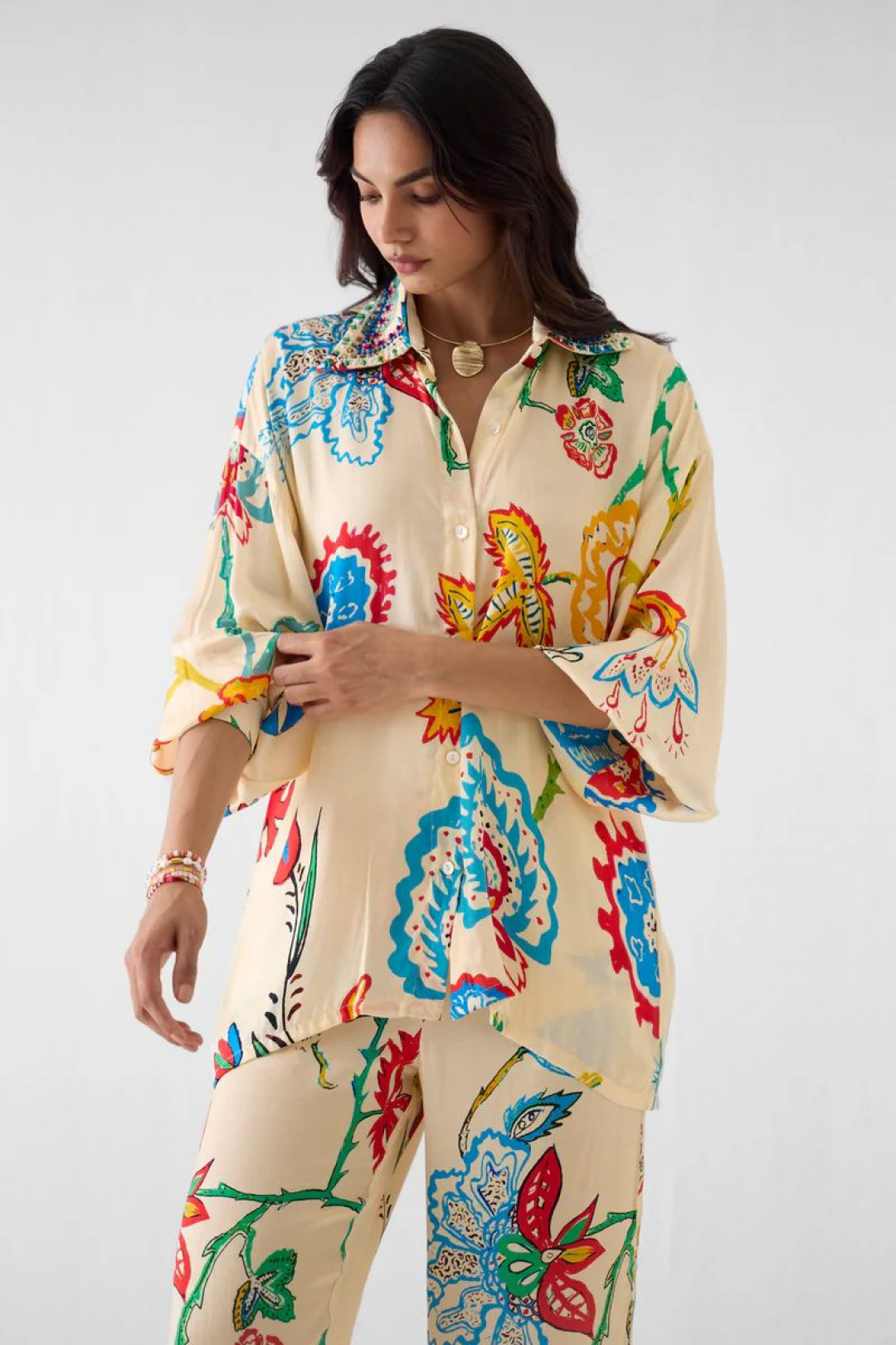 Sanganer Shirt & Trousers Co-ord by Studio Rigu on curated-crowd.com