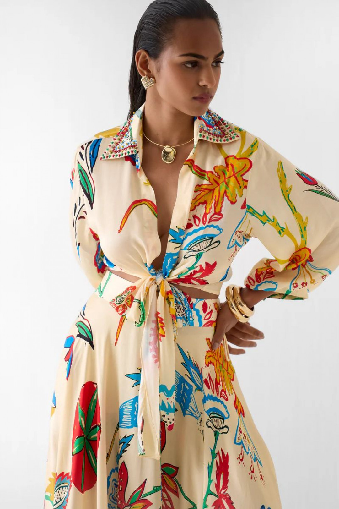 Sanganer Crop Top & Skirt by Studio Rigu on curated-crowd.com