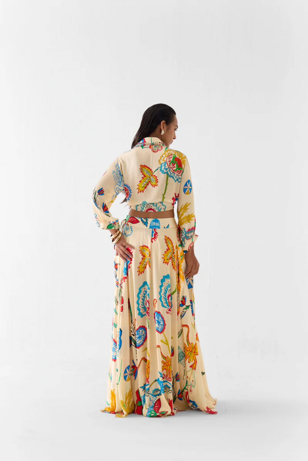 Sanganer Crop Top & Skirt by Studio Rigu on curated-crowd.com