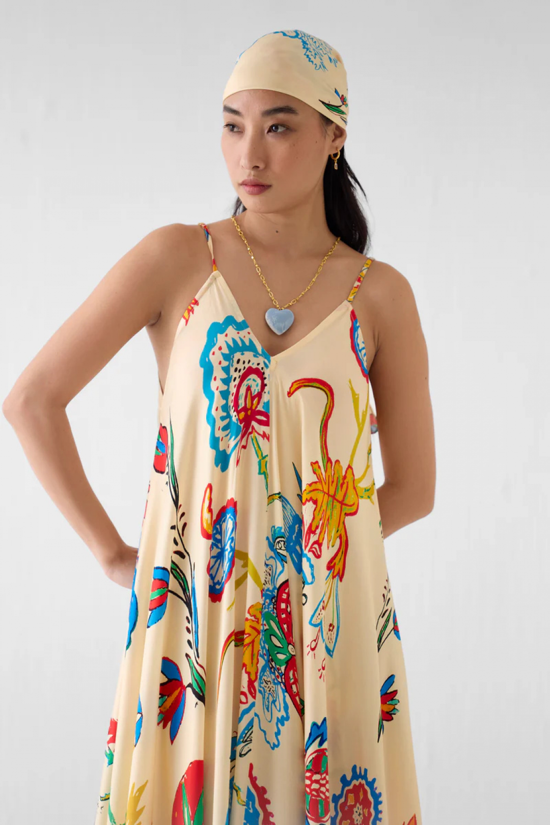 Sanganer Strappy Dress by Studio Rigu on curated-crowd.com