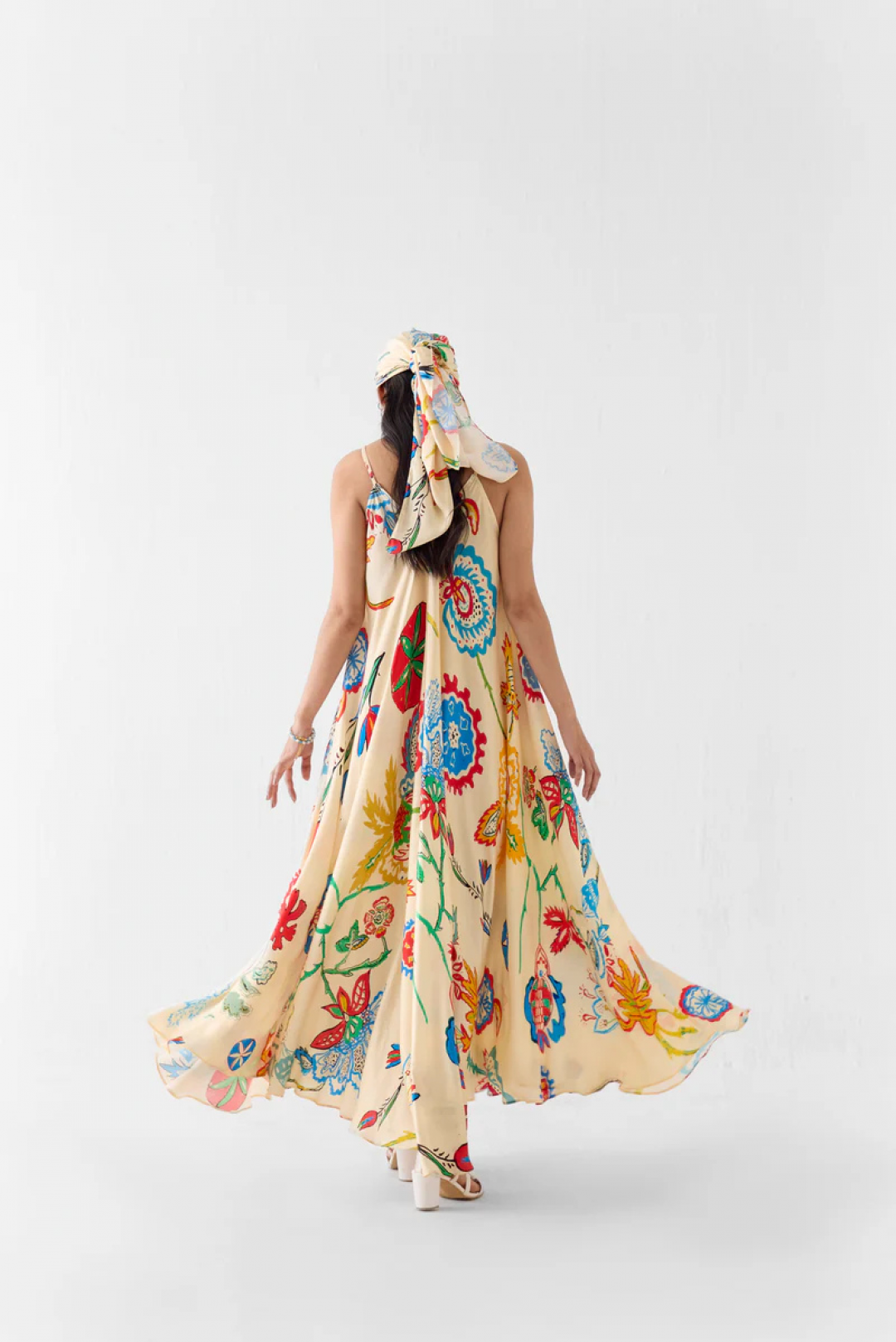 Sanganer Strappy Dress by Studio Rigu on curated-crowd.com