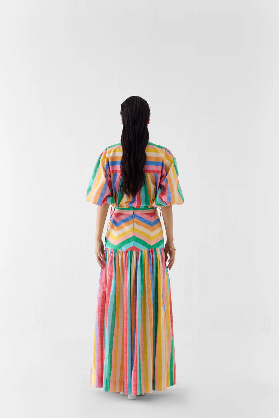Leher Drawstring Crop Shirt & Gathered Skirt by Studio Rigu on curated-crowd.com