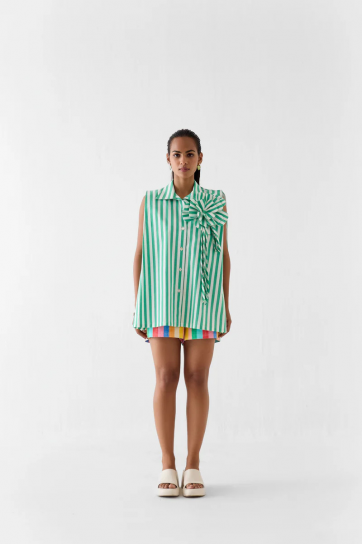 Mint Shirt With Flower by Studio Rigu on curated-crowd.com