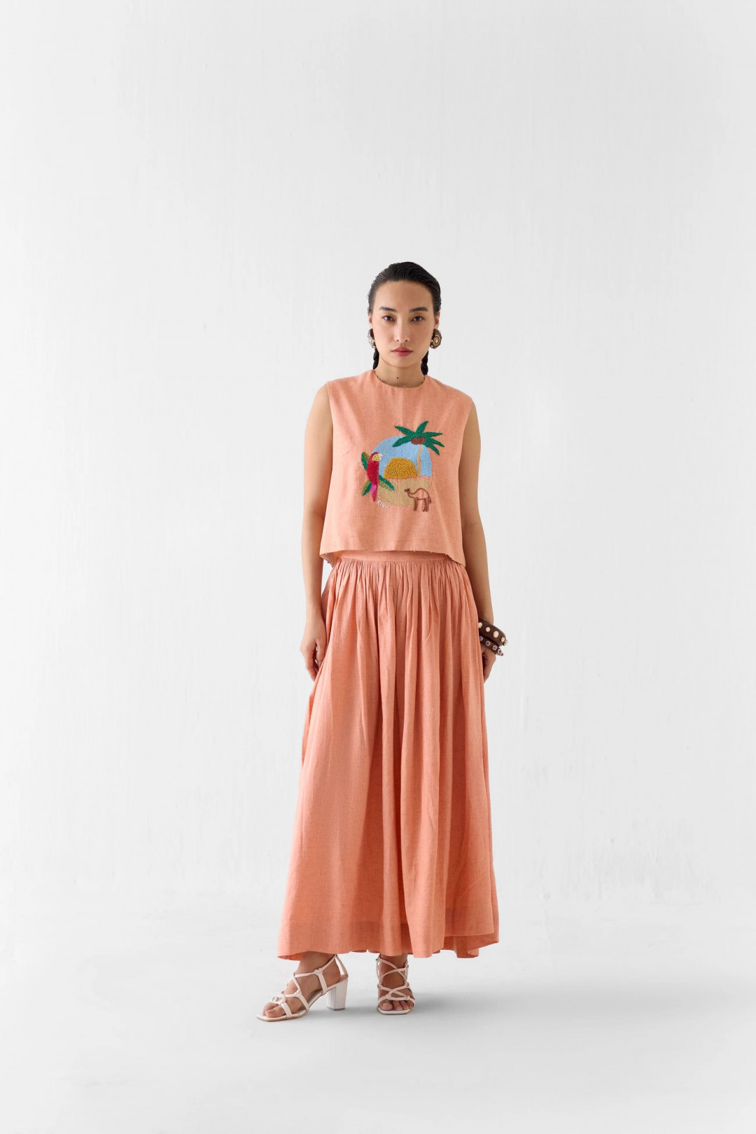 Sahara Linen Crop Top & Skirt by Studio Rigu on curated-crowd.com
