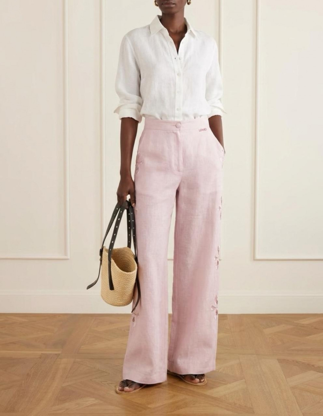 Embroidered Linen Pants by Atelier Handmade on curated-crowd.com