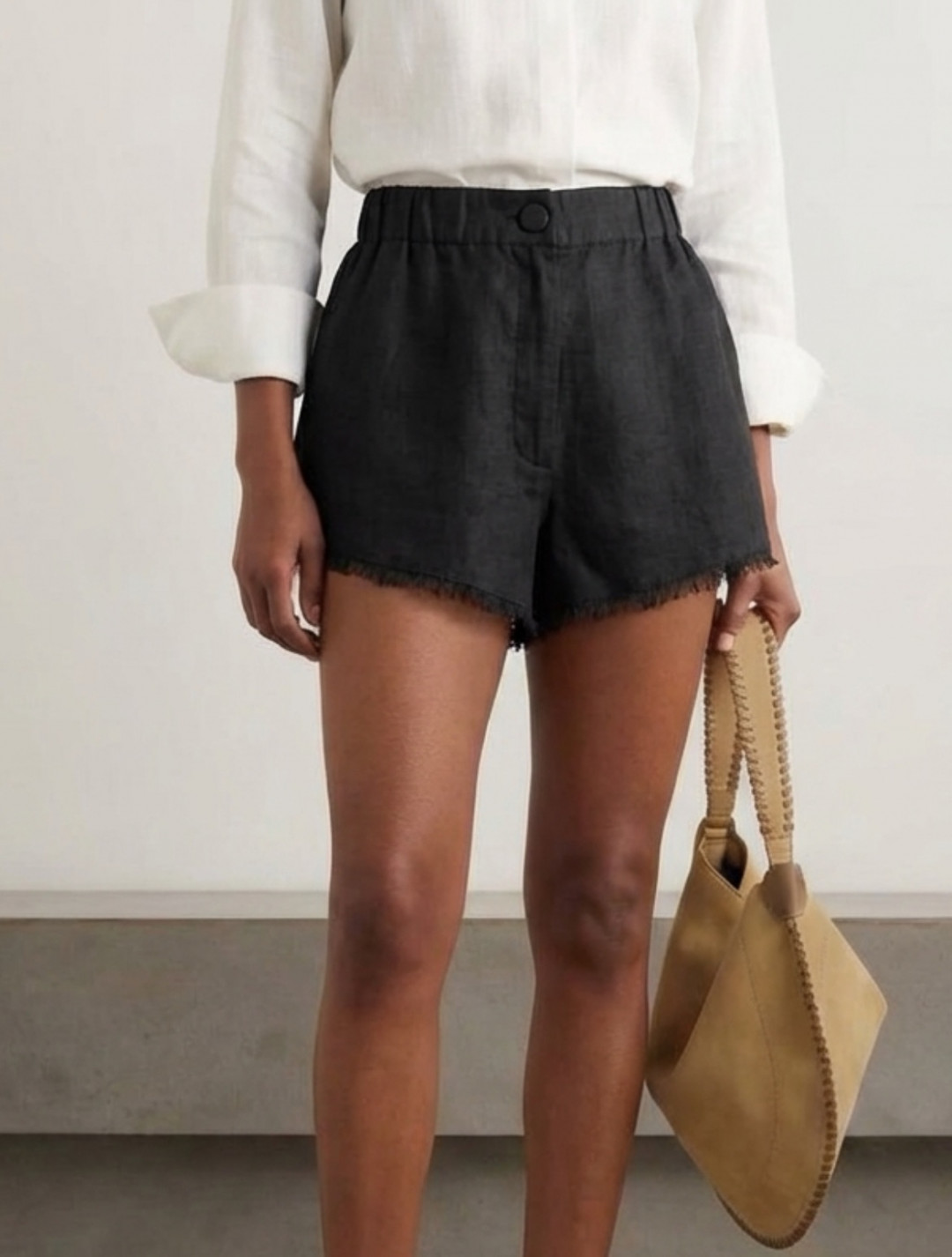 Black Linen Shorts by Atelier Handmade on curated-crowd.com