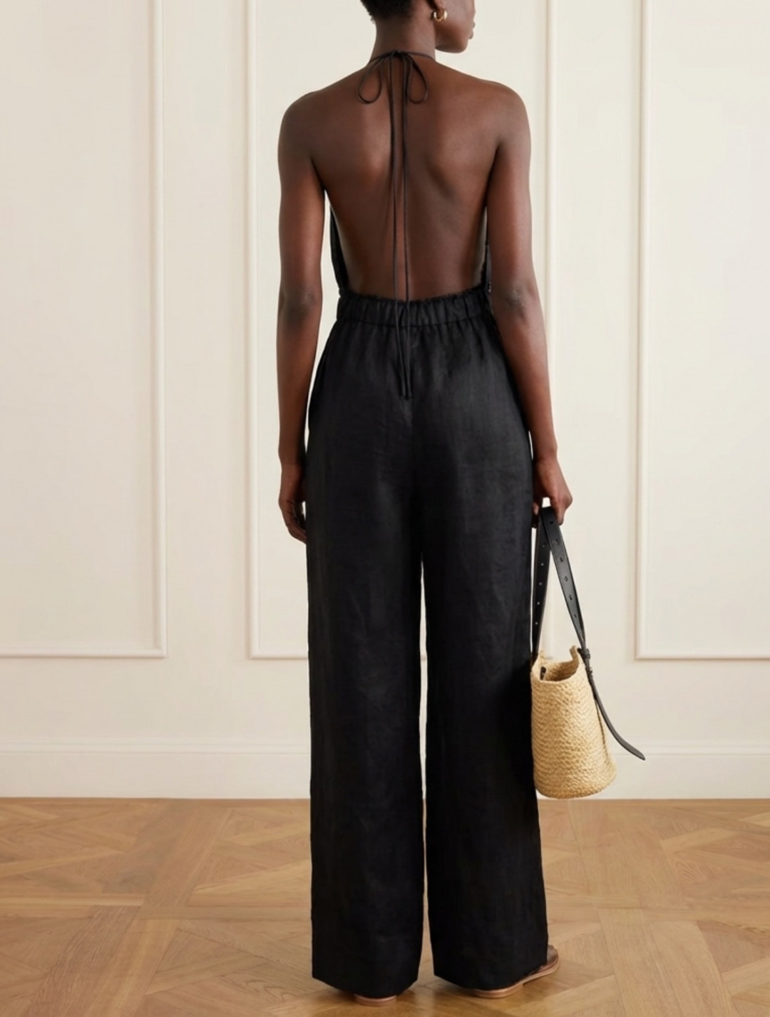 Bird Embroidered Wide Leg Linen Jumpsuit by Atelier Handmade on curated-crowd.com