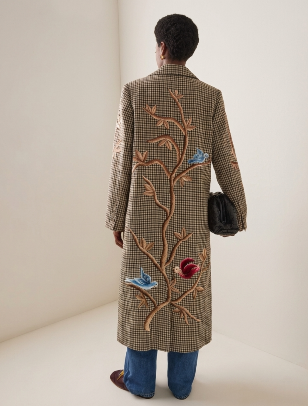 Coloured Birds Coat In Wool by Artwear Gallery on curated-crowd.com