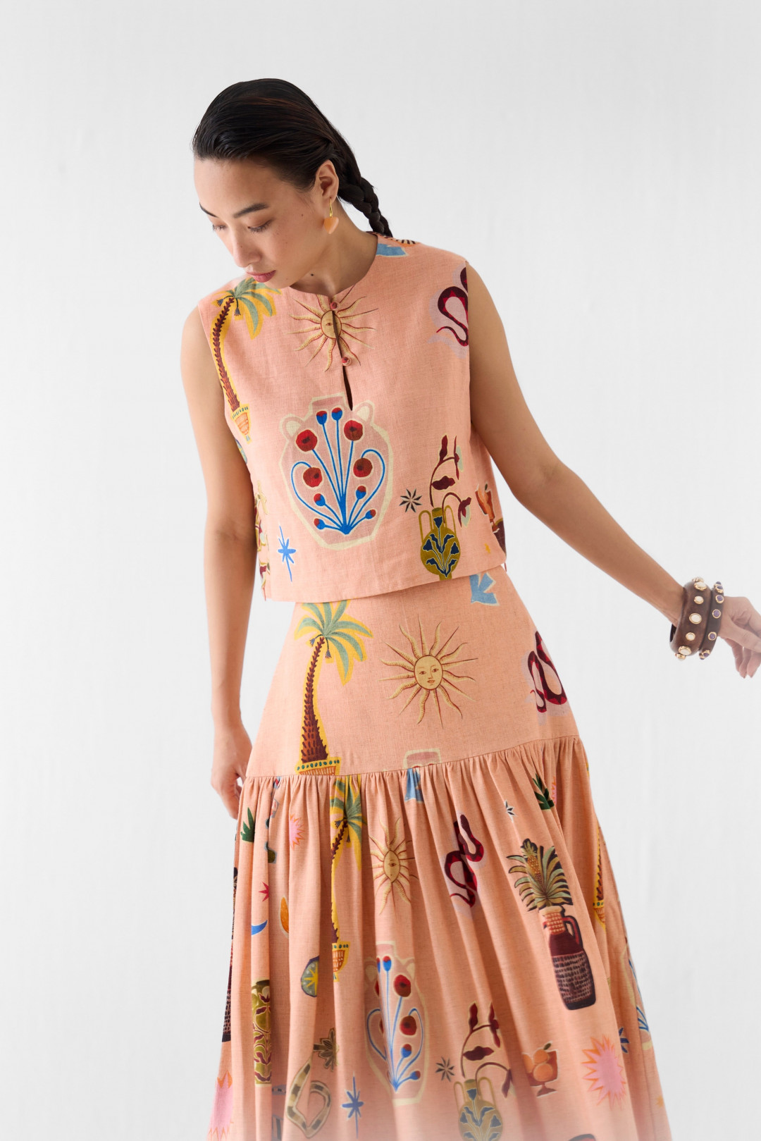 Pottery Crop Top & Gathered Skirt by Studio Rigu on curated-crowd.com