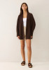 Ribbed Detail Edge to Edge Cardigan in Americano Brown by LOOP Cashmere on curated-crowd.com