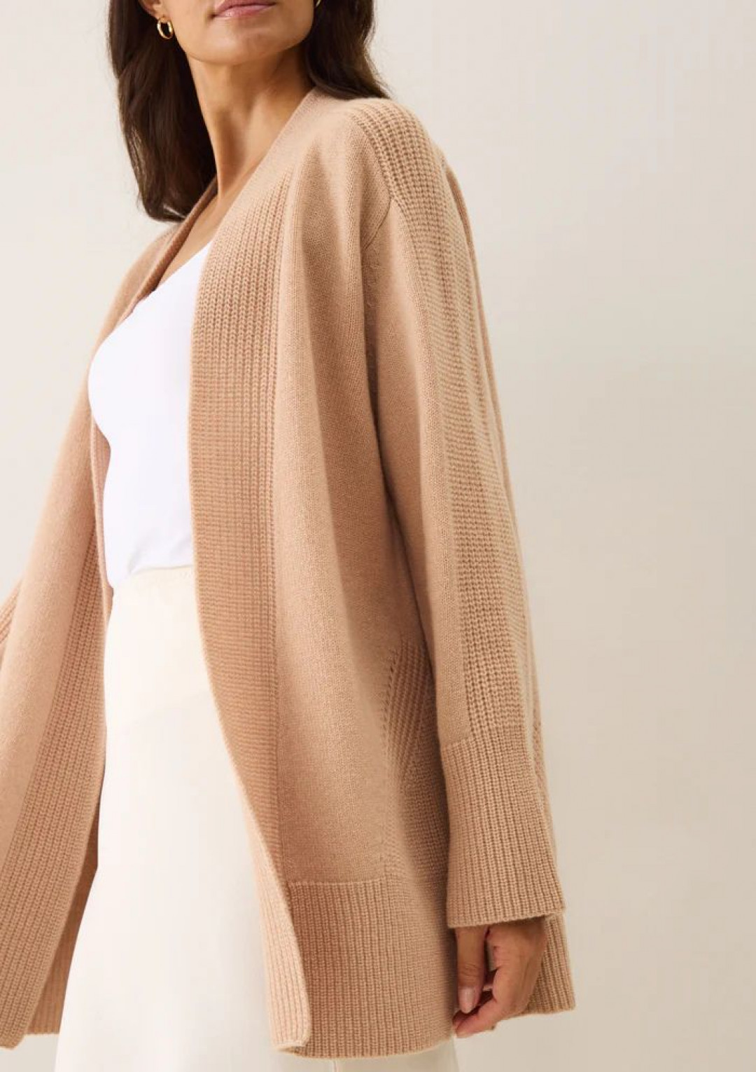 Ribbed Detail Edge To Edge Cardigan by LOOP Cashmere on curated-crowd.com