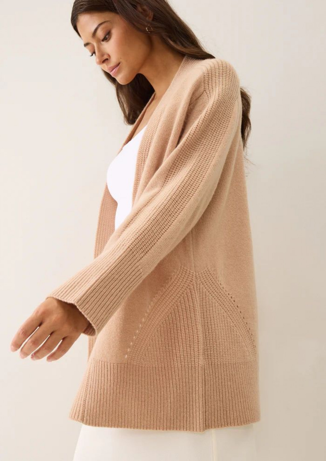 Ribbed Detail Edge To Edge Cardigan by LOOP Cashmere on curated-crowd.com