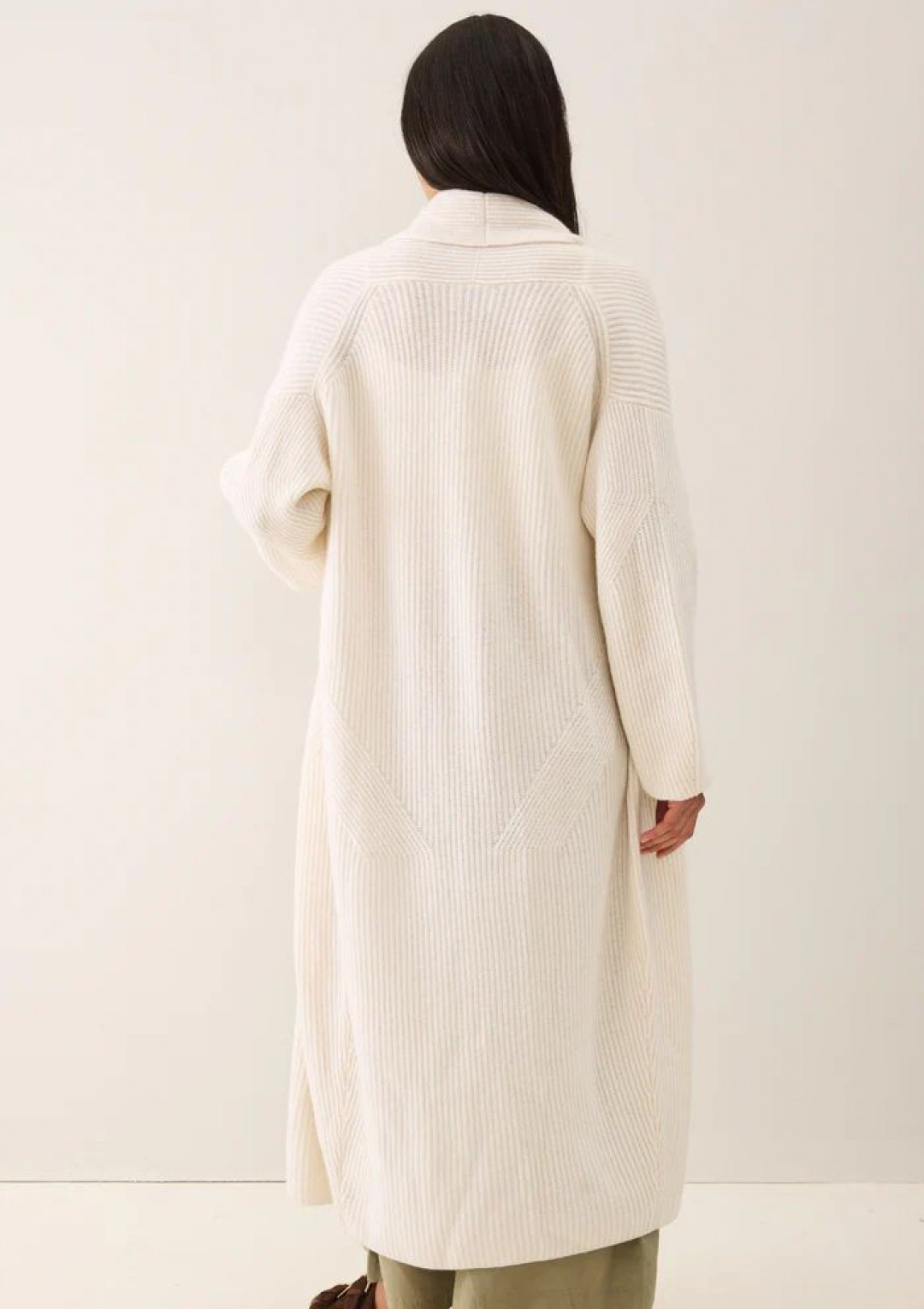 Ribbed Cashmere Coatigan in Snow by LOOP Cashmere on curated-crowd.com