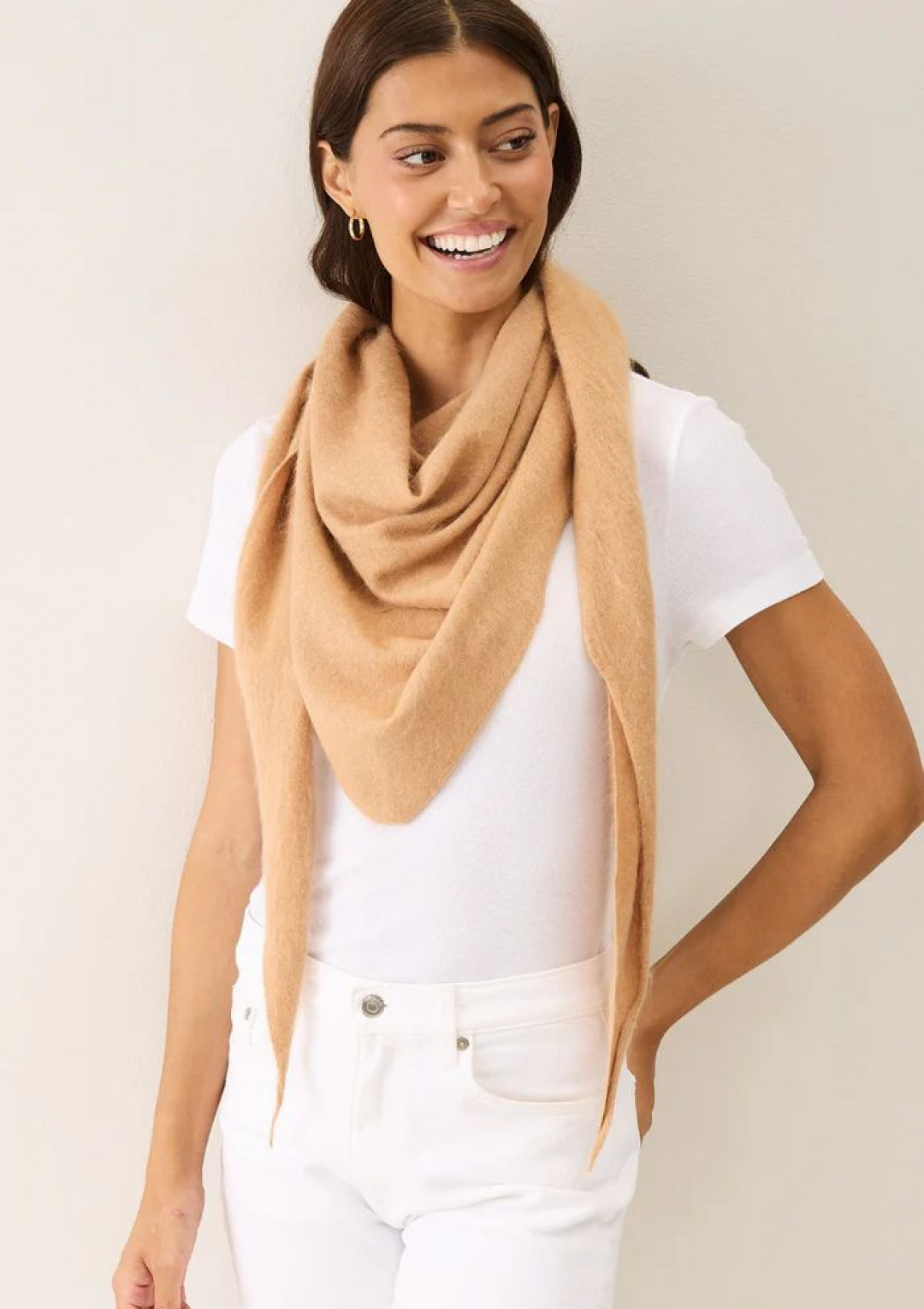 Cashmere Triangle Scarf in Earth Brown by LOOP Cashmere on curated-crowd.com