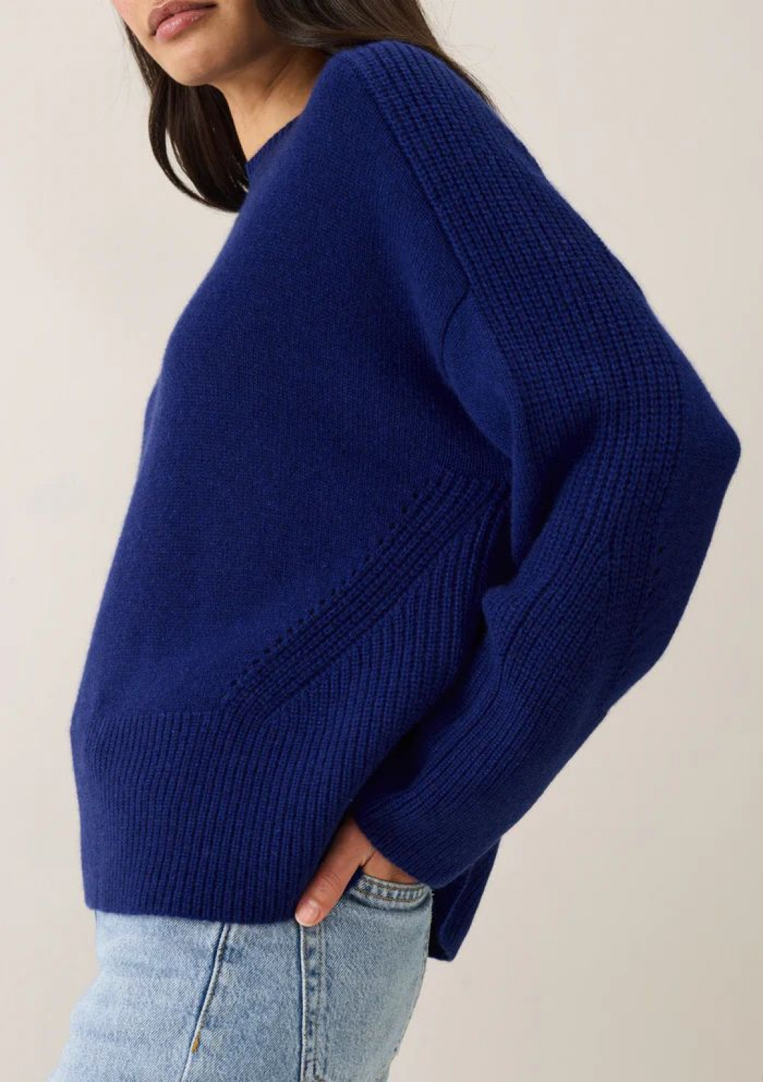 Ribbed Detail Lofty Crew Sweatshirt by LOOP Cashmere on curated-crowd.com
