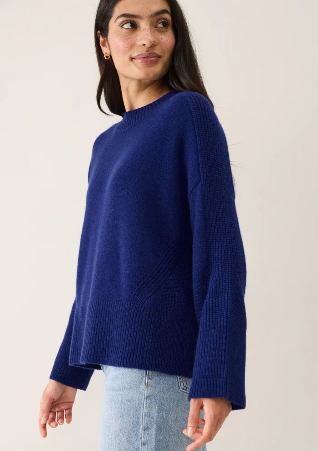 Ribbed Detail Lofty Crew Sweatshirt by LOOP Cashmere on curated-crowd.com