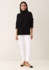 Chevron Detail Polo Neck Sweater in Jet Black by LOOP Cashmere on curated-crowd.com