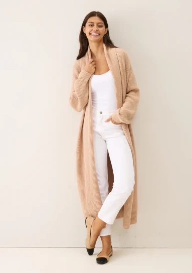 Ribbed Cashmere Coatigan in Toffee by LOOP Cashmere on curated-crowd.com