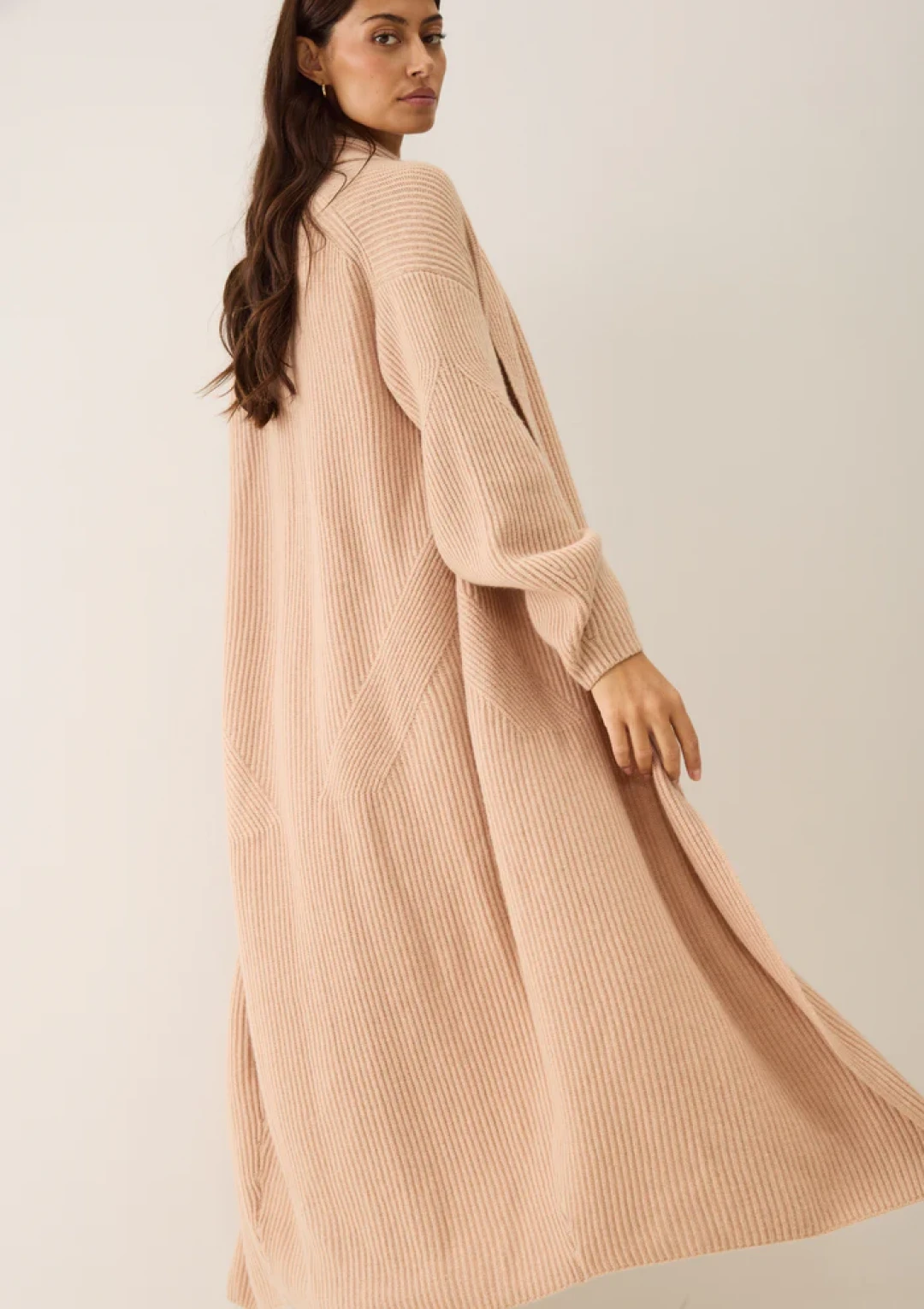 Ribbed Cashmere Coatigan in Toffee by LOOP Cashmere on curated-crowd.com