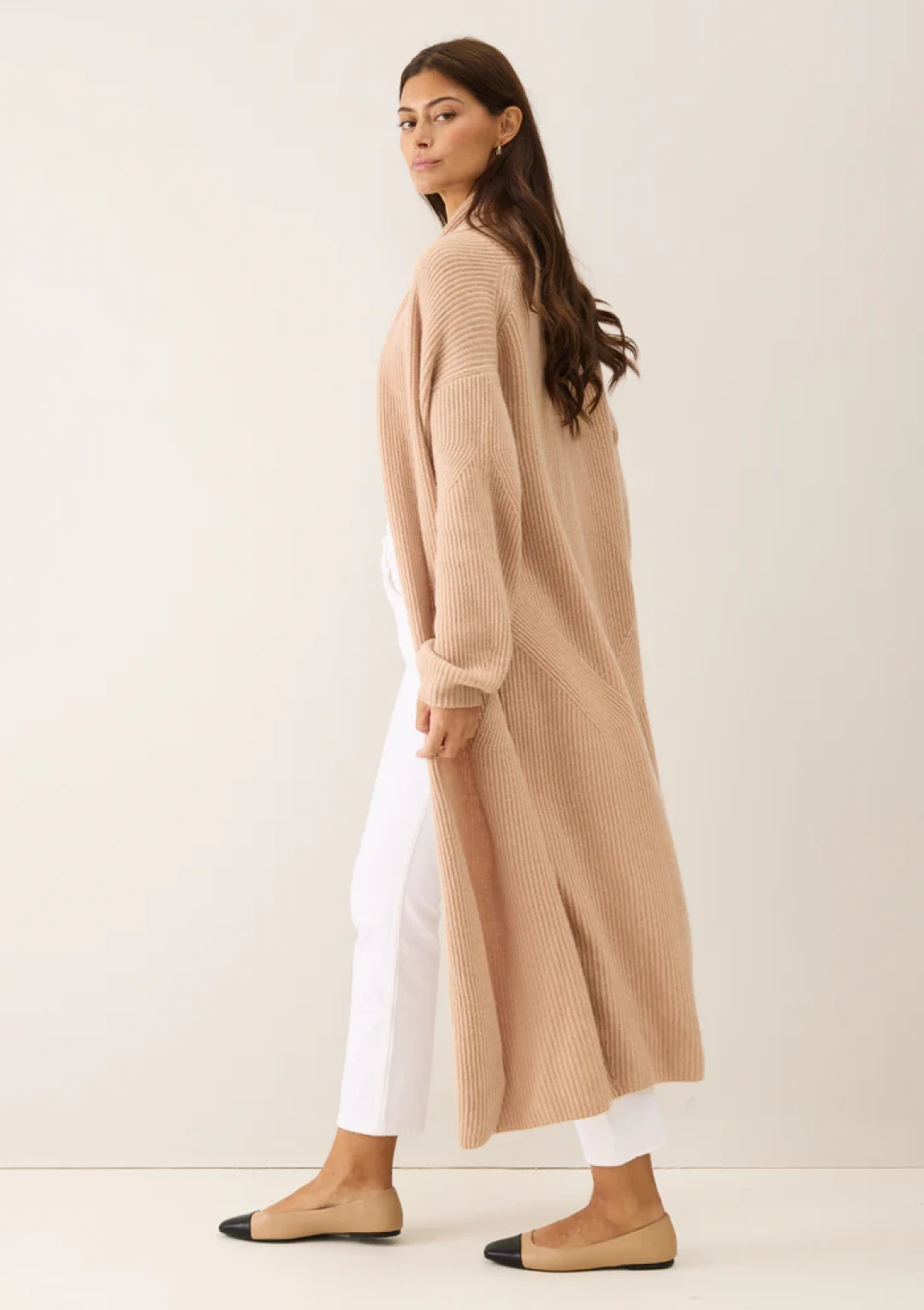 Ribbed Cashmere Coatigan in Toffee by LOOP Cashmere on curated-crowd.com