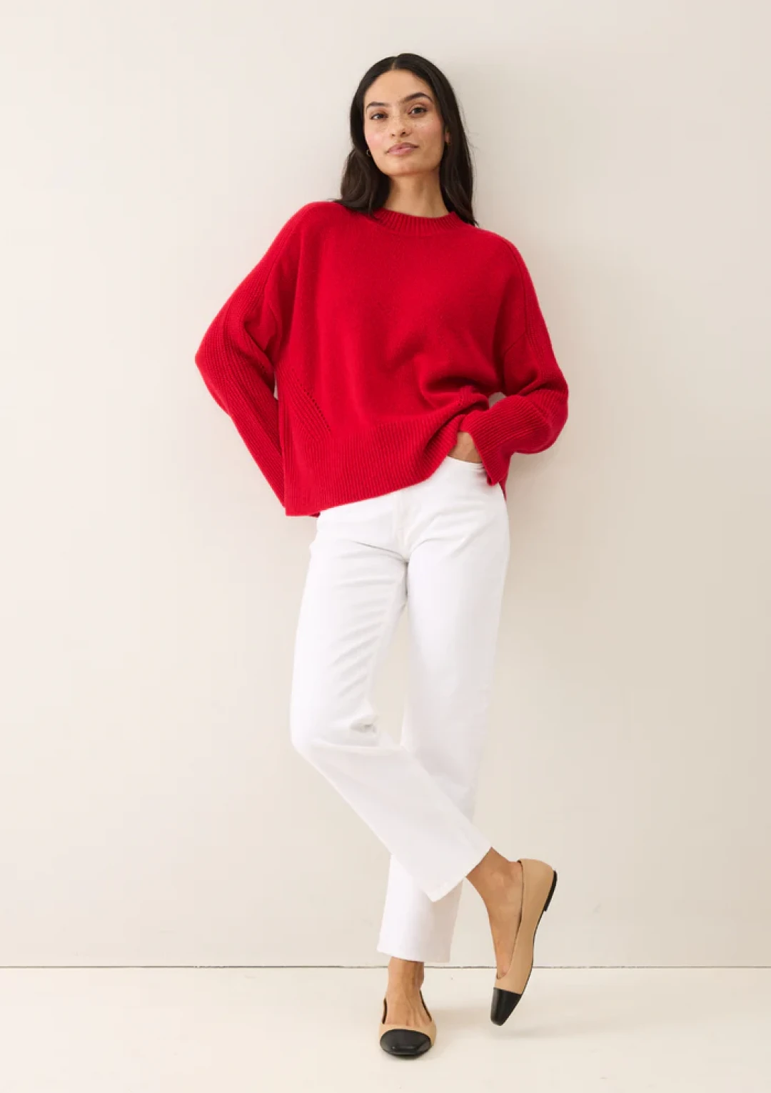 Ribbed Detail Lofty Crew Sweatshirt by LOOP Cashmere on curated-crowd.com
