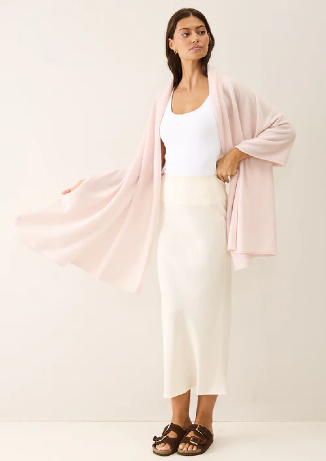 Lofty Cashmere Blanket Scarf in Ballet Pink by LOOP Cashmere on curated-crowd.com