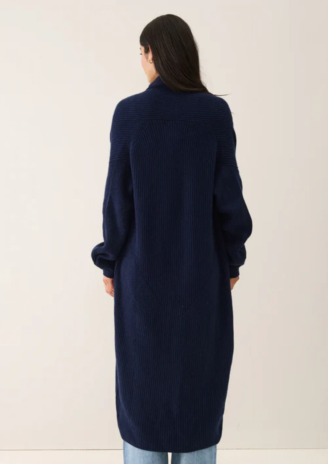 Ribbed Cashmere Coatigan in Midnight Blue by LOOP Cashmere on curated-crowd.com