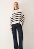 Chunky Cashmere Striped Sweater in Chalk/Black by LOOP Cashmere on curated-crowd.com