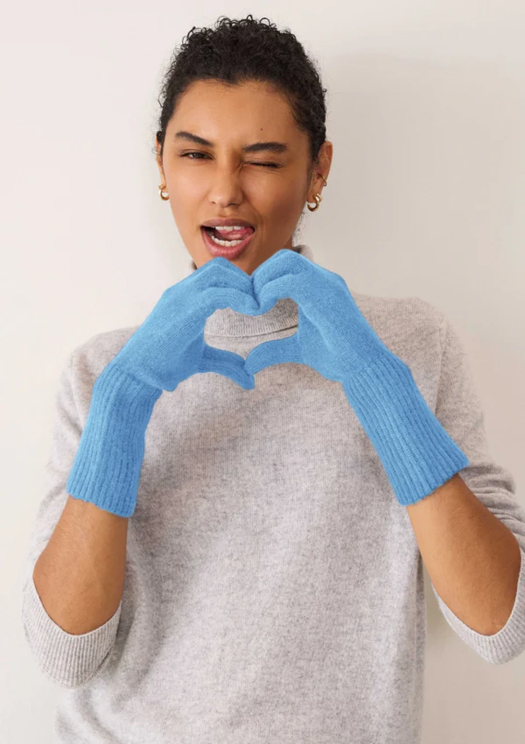 Cashmere Gloves In Delta Blue by LOOP Cashmere on curated-crowd.com