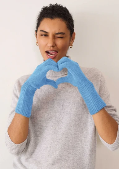 Cashmere Gloves In Delta Blue by LOOP Cashmere on curated-crowd.com