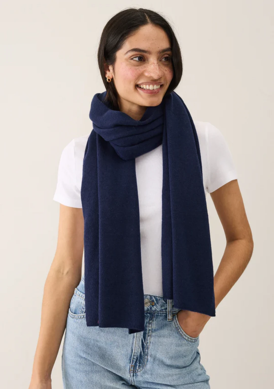 Lofty Cashmere Blanket Scarf in Midnight Blue by LOOP Cashmere on curated-crowd.com