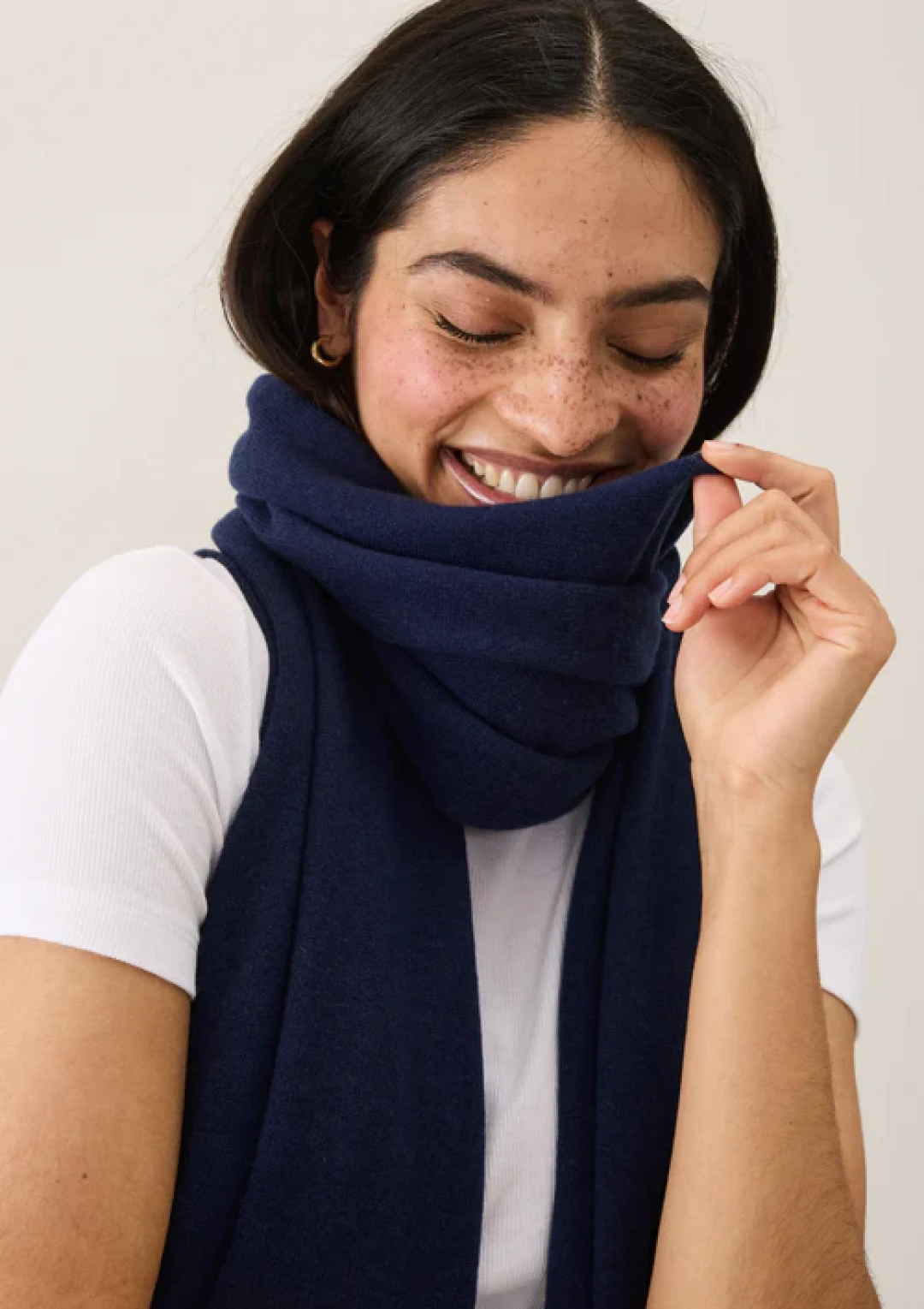 Lofty Cashmere Blanket Scarf in Midnight Blue by LOOP Cashmere on curated-crowd.com