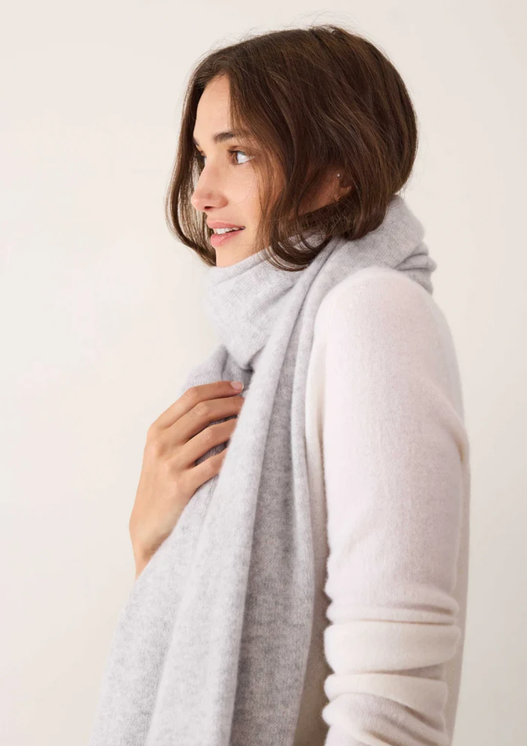 Cashmere Lofty Blanket Scarf in Foggy Grey by LOOP Cashmere on curated-crowd.com