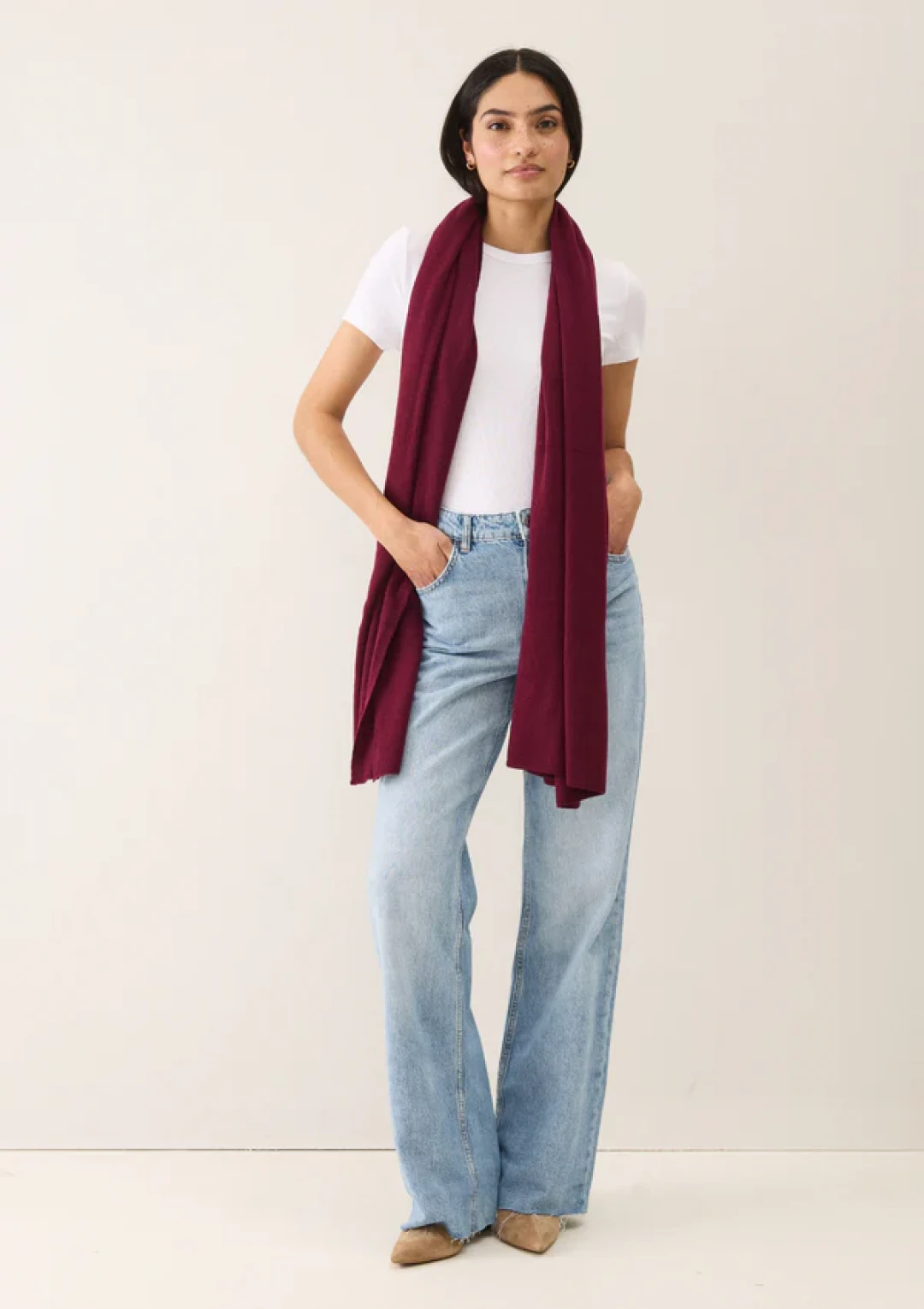 Cashmere Lofty Blanket Scarf in Barolo Red by LOOP Cashmere on curated-crowd.com